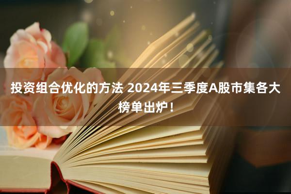 投资组合优化的方法 2024年三季度A股市集各大榜单出炉！