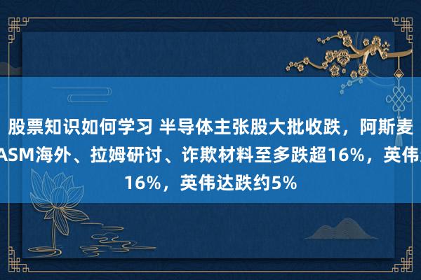 股票知识如何学习 半导体主张股大批收跌，阿斯麦、科磊、ASM海外、拉姆研讨、诈欺材料至多跌超16%，英伟达跌约5%