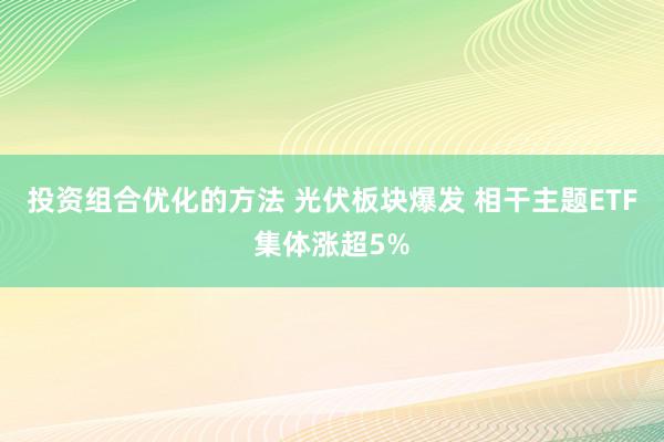 投资组合优化的方法 光伏板块爆发 相干主题ETF集体涨超5%