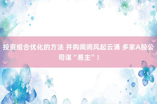 投资组合优化的方法 并购阛阓风起云涌 多家A股公司谋“易主”！