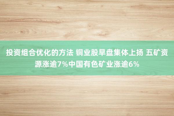 投资组合优化的方法 铜业股早盘集体上扬 五矿资源涨逾7%中国有色矿业涨逾6%