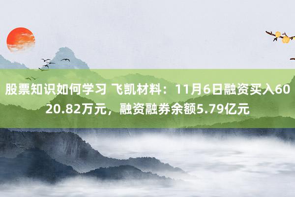 股票知识如何学习 飞凯材料：11月6日融资买入6020.82万元，融资融券余额5.79亿元