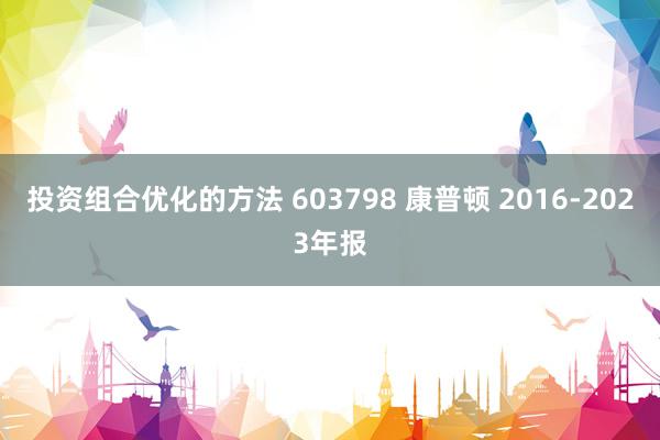 投资组合优化的方法 603798 康普顿 2016-2023年报