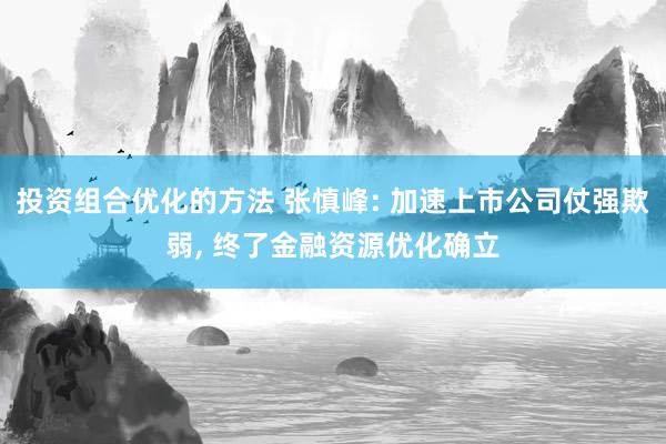 投资组合优化的方法 张慎峰: 加速上市公司仗强欺弱, 终了金融资源优化确立