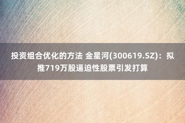 投资组合优化的方法 金星河(300619.SZ)：拟推719万股逼迫性股票引发打算