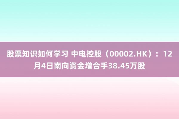 股票知识如何学习 中电控股（00002.HK）：12月4日南向资金增合手38.45万股