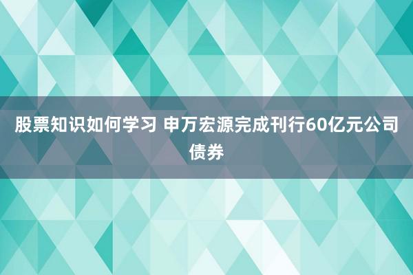 股票知识如何学习 申万宏源完成刊行60亿元公司债券