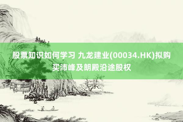 股票知识如何学习 九龙建业(00034.HK)拟购买沛峰及朗殿沿途股权