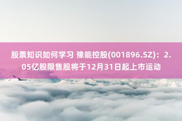 股票知识如何学习 豫能控股(001896.SZ)：2.05亿股限售股将于12月31日起上市运动