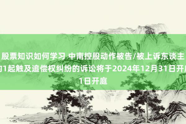 股票知识如何学习 中南控股动作被告/被上诉东谈主的1起触及追偿权纠纷的诉讼将于2024年12月31日开庭