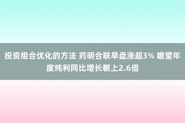 投资组合优化的方法 药明合联早盘涨超3% 瞻望年度纯利同比增长朝上2.6倍