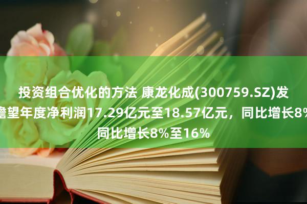 投资组合优化的方法 康龙化成(300759.SZ)发预增，瞻望年度净利润17.29亿元至18.57亿元，同比增长8%至16%