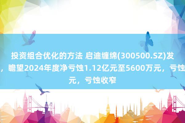 投资组合优化的方法 启迪缠绵(300500.SZ)发预亏，瞻望2024年度净亏蚀1.12亿元至5600万元，亏蚀收窄