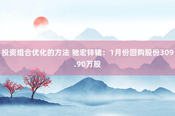 投资组合优化的方法 驰宏锌锗：1月份回购股份309.90万股