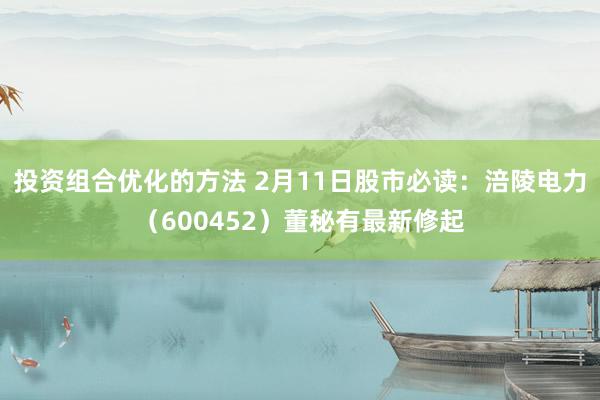 投资组合优化的方法 2月11日股市必读：涪陵电力（600452）董秘有最新修起