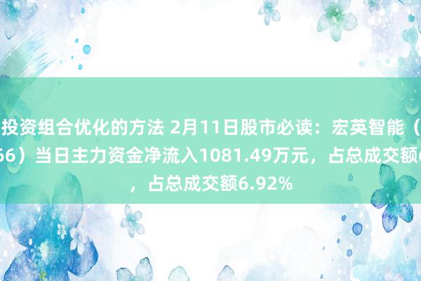 投资组合优化的方法 2月11日股市必读：宏英智能（001266）当日主力资金净流入1081.49万元，占总成交额6.92%