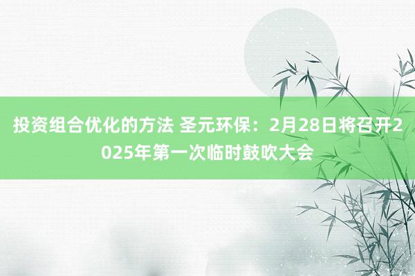 投资组合优化的方法 圣元环保：2月28日将召开2025年第一次临时鼓吹大会