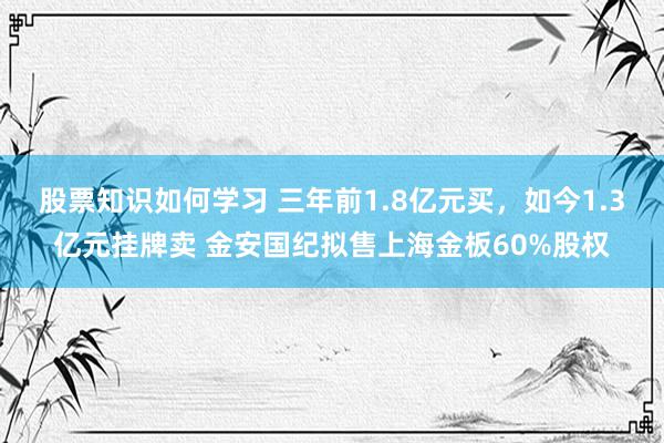 股票知识如何学习 三年前1.8亿元买，如今1.3亿元挂牌卖 金安国纪拟售上海金板60%股权