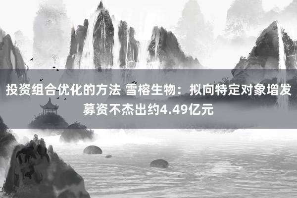 投资组合优化的方法 雪榕生物：拟向特定对象增发募资不杰出约4.49亿元