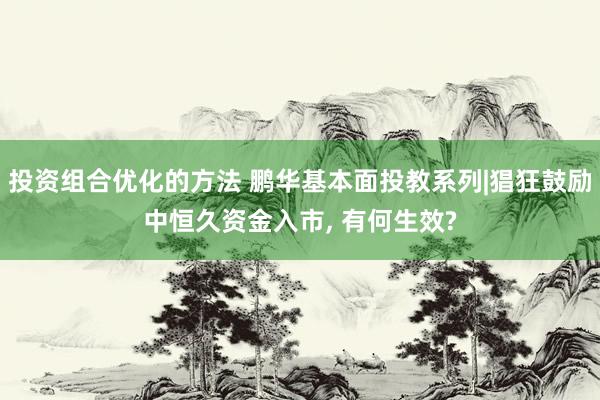 投资组合优化的方法 鹏华基本面投教系列|猖狂鼓励中恒久资金入市, 有何生效?