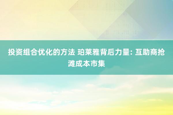 投资组合优化的方法 珀莱雅背后力量: 互助商抢滩成本市集