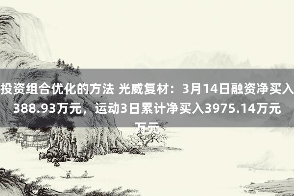 投资组合优化的方法 光威复材：3月14日融资净买入388.93万元，运动3日累计净买入3975.14万元